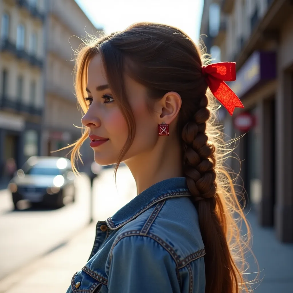Side Braid with Ribbon Bow