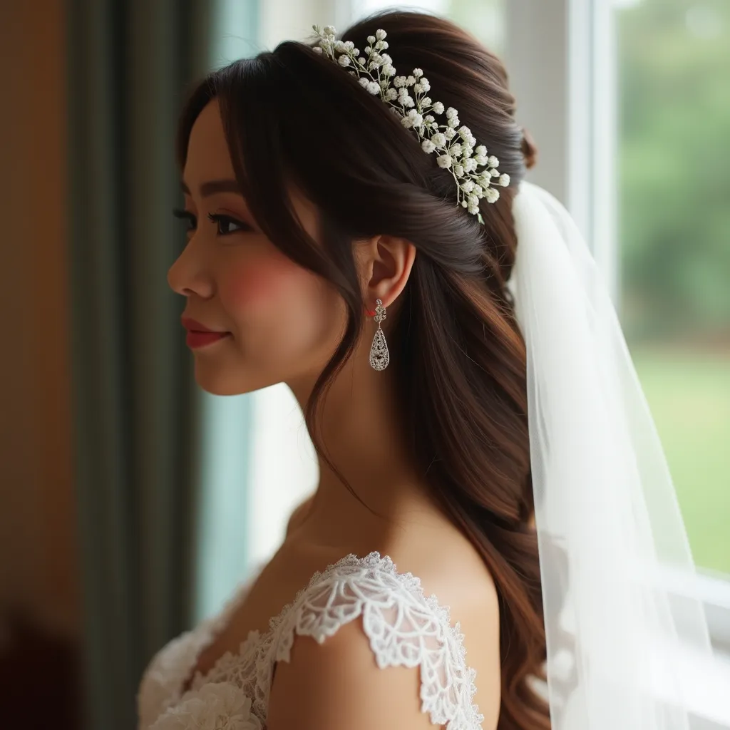 Half-Up, Half-Down with Veil