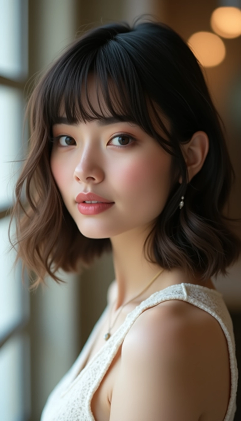 Long Bob with Curtain Bangs