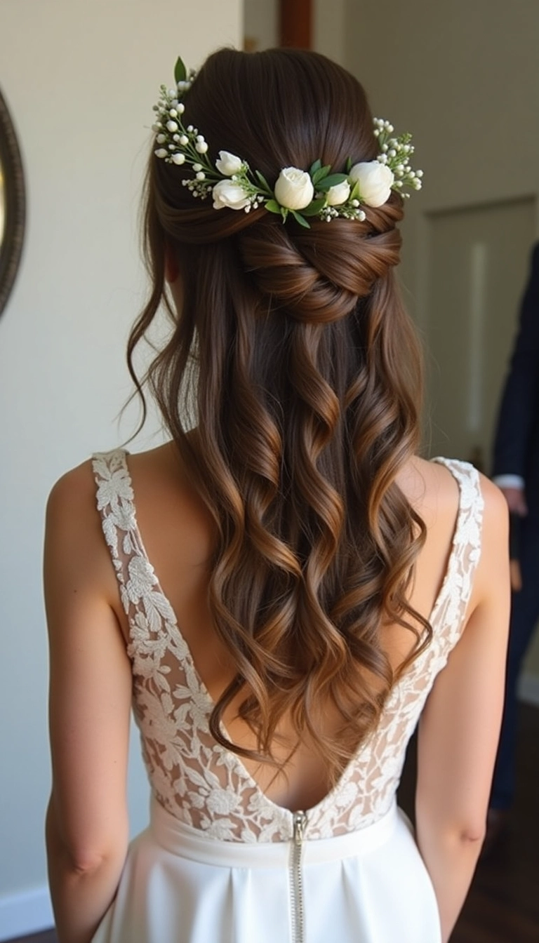 Loose Curls with Floral Accessories