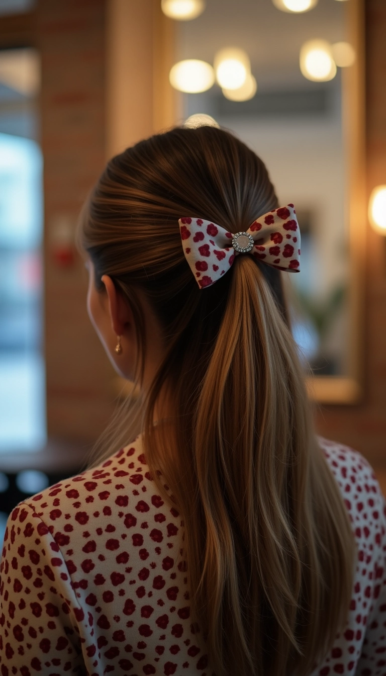 Bow Clip with Straight Hair