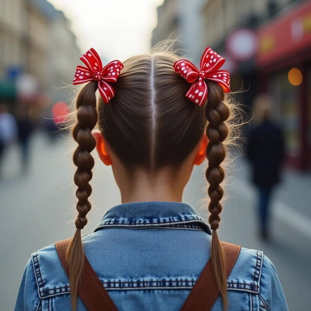 Pigtails with Ribbon Bows