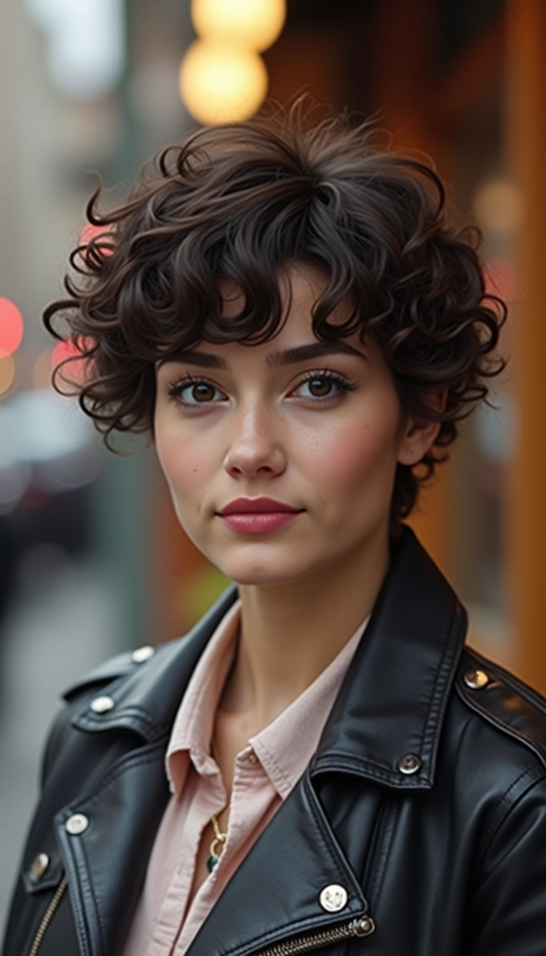 Curly Pixie with Bangs