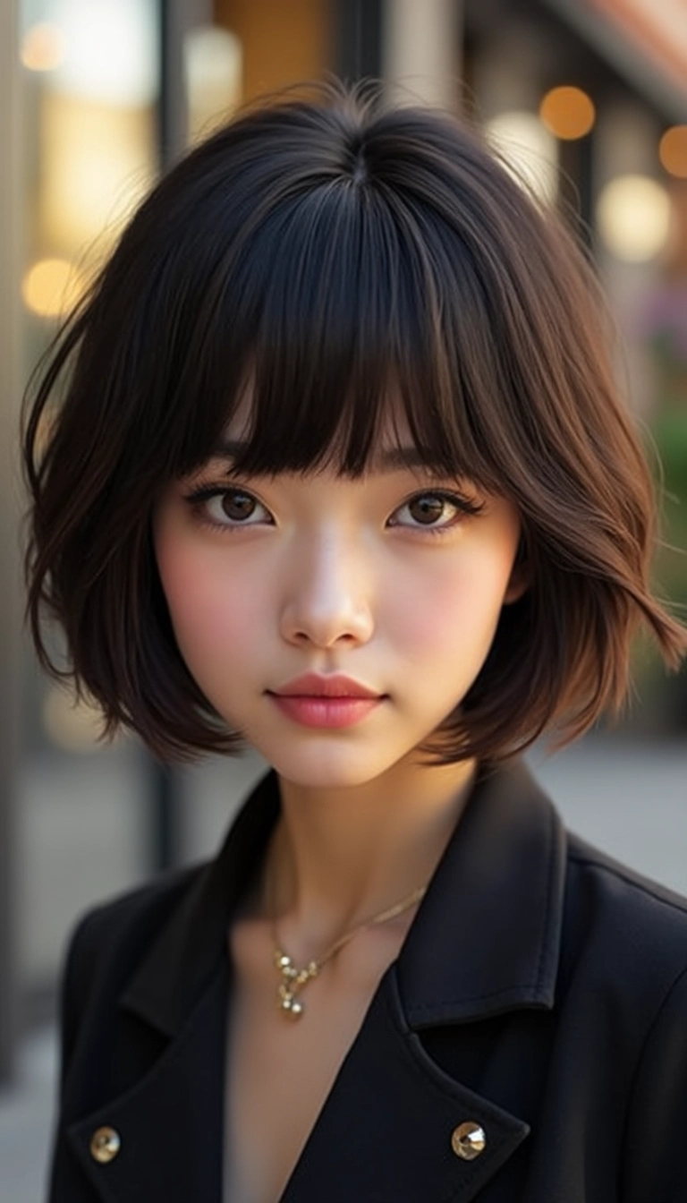 Textured Bob with Fringe Bangs