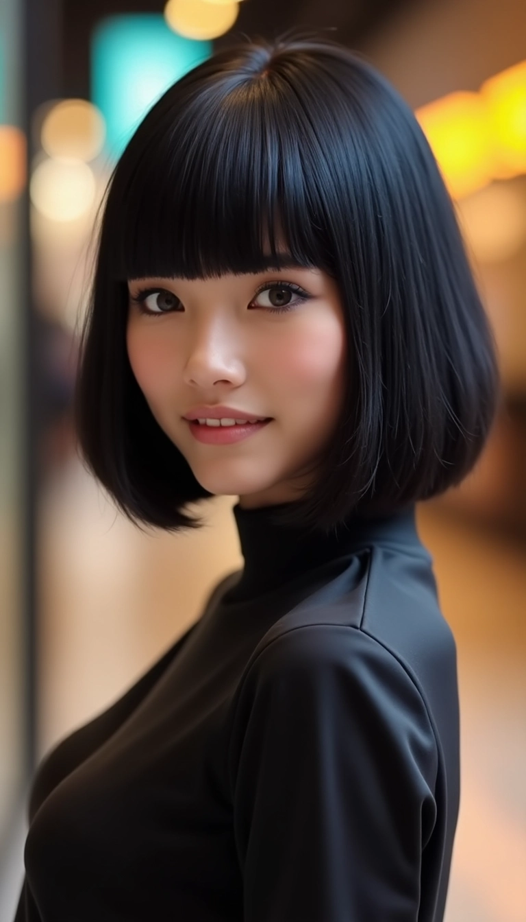 Inverted Bob with Blunt Bangs