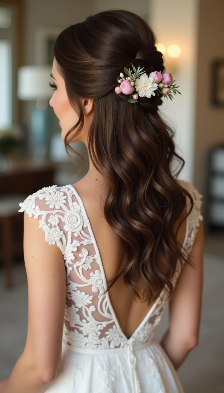 Half Updo with a Veil