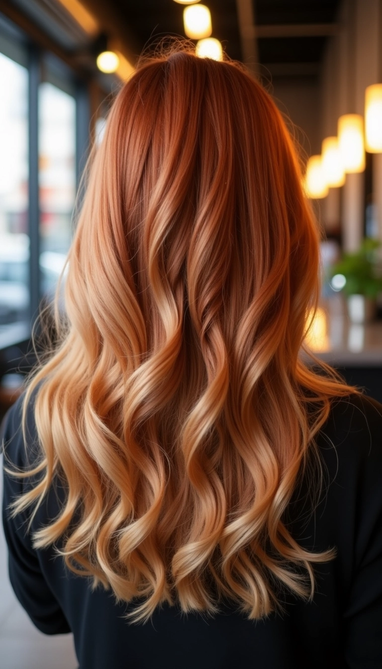 Copper Hair with Chunky Blonde Highlights