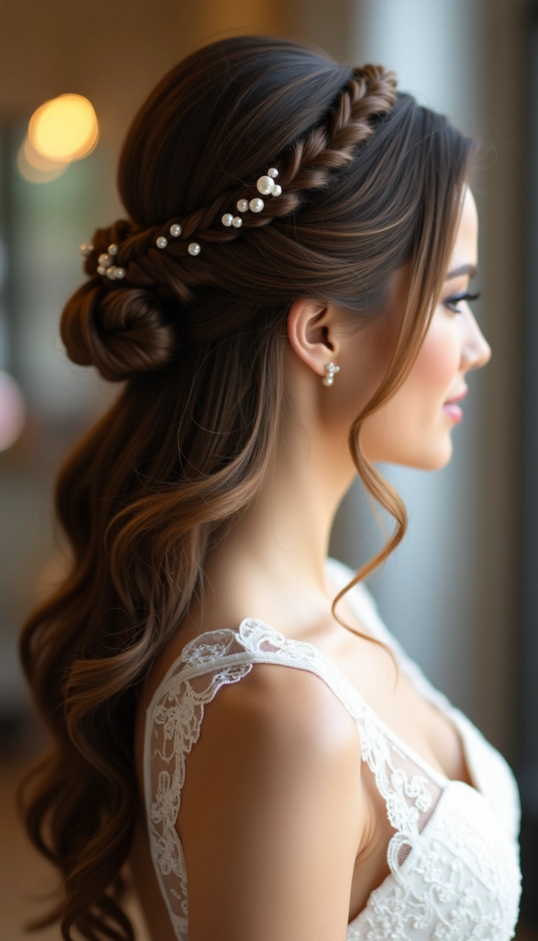 Half Up Twist with Pearls