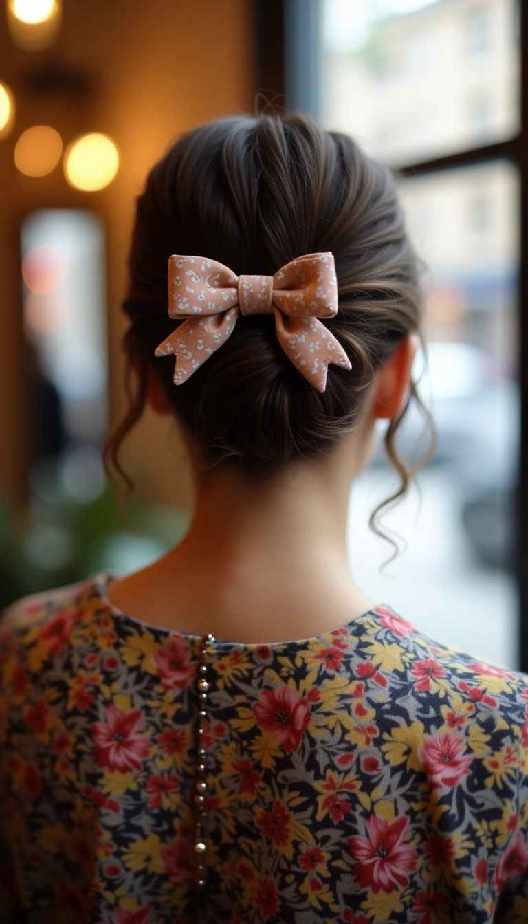Twisted Updo with Bow Clip