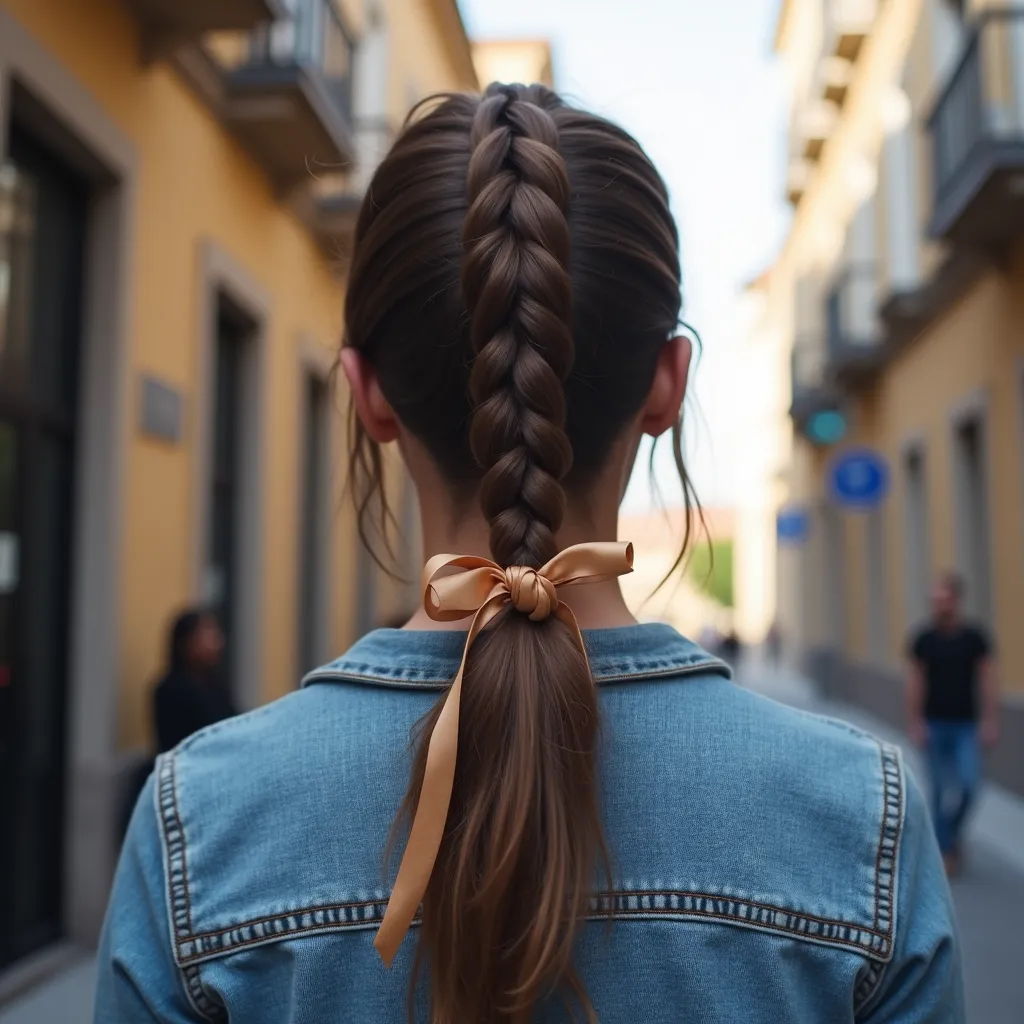Ribbon-Tied Braid Ponytail