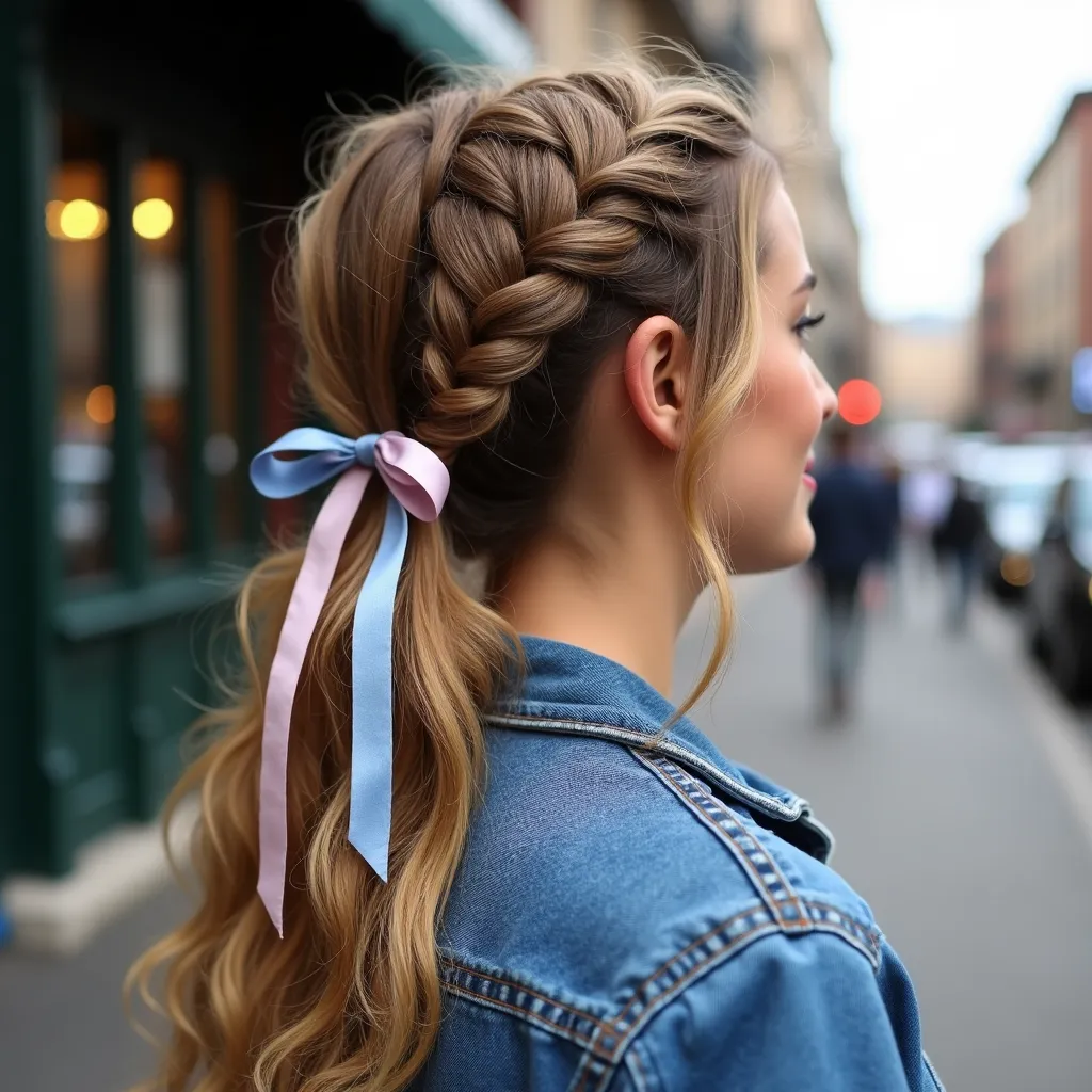 Ribbon-Integrated French Braid