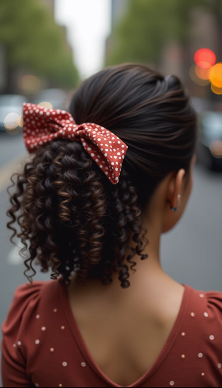 Bow Clip with Curly Hair