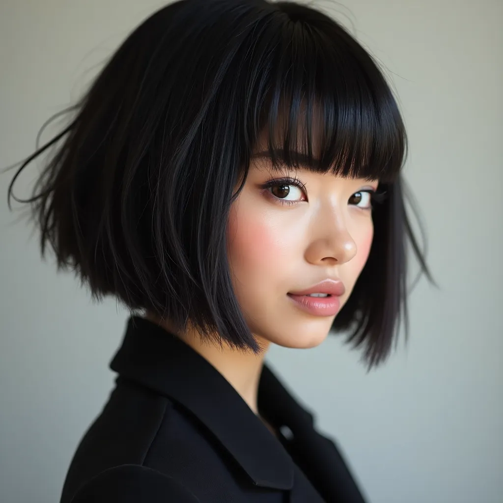 Asymmetrical Bob with Bangs
