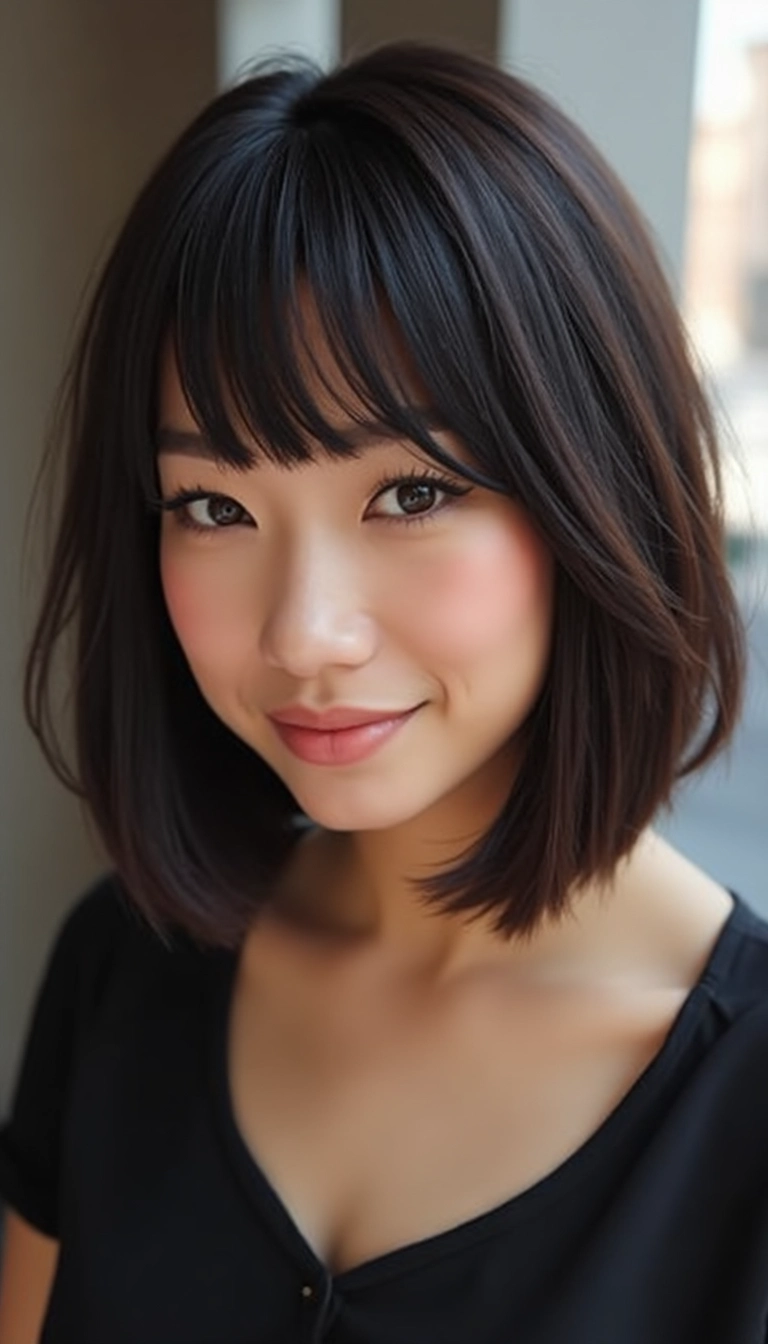 A-Line Bob with Feathered Bangs