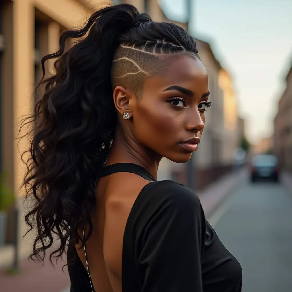 Shaved Side with Long Waves