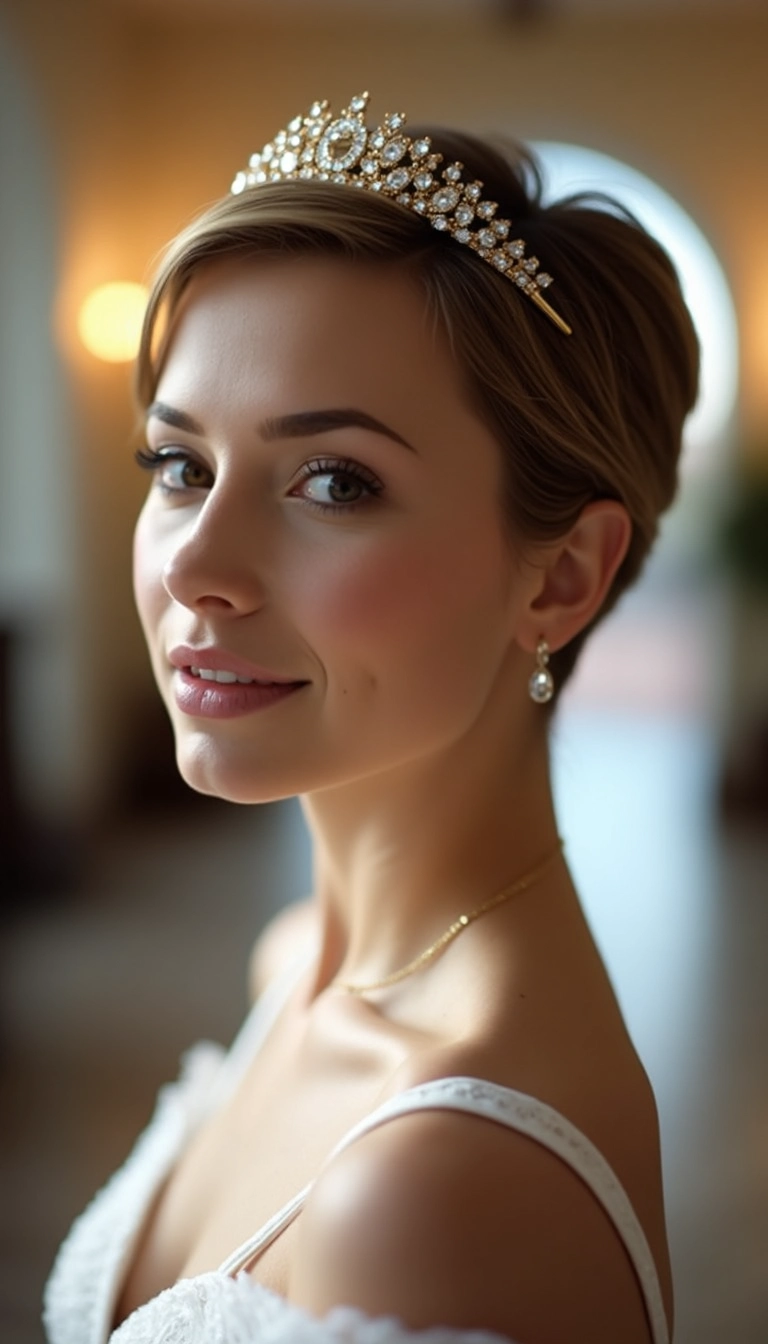 Short Hair with Tiara
