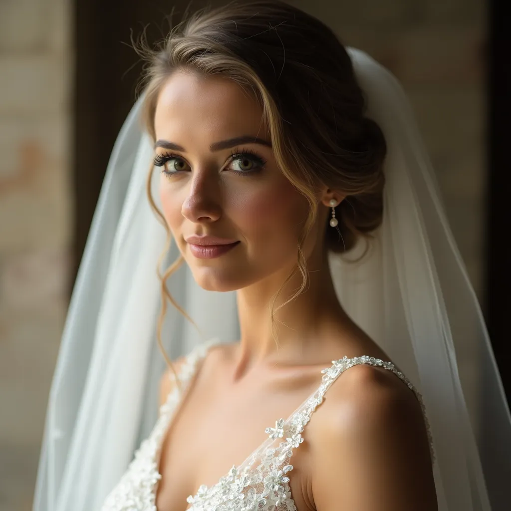 Side-Swept Style with Veil