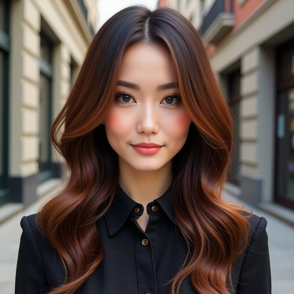 Caramel Highlights with a Glossy Finish