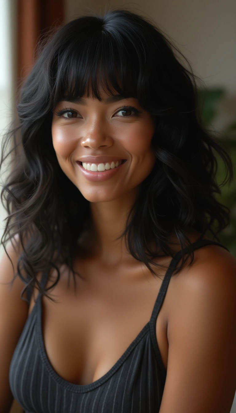 Textured Lob with Bangs