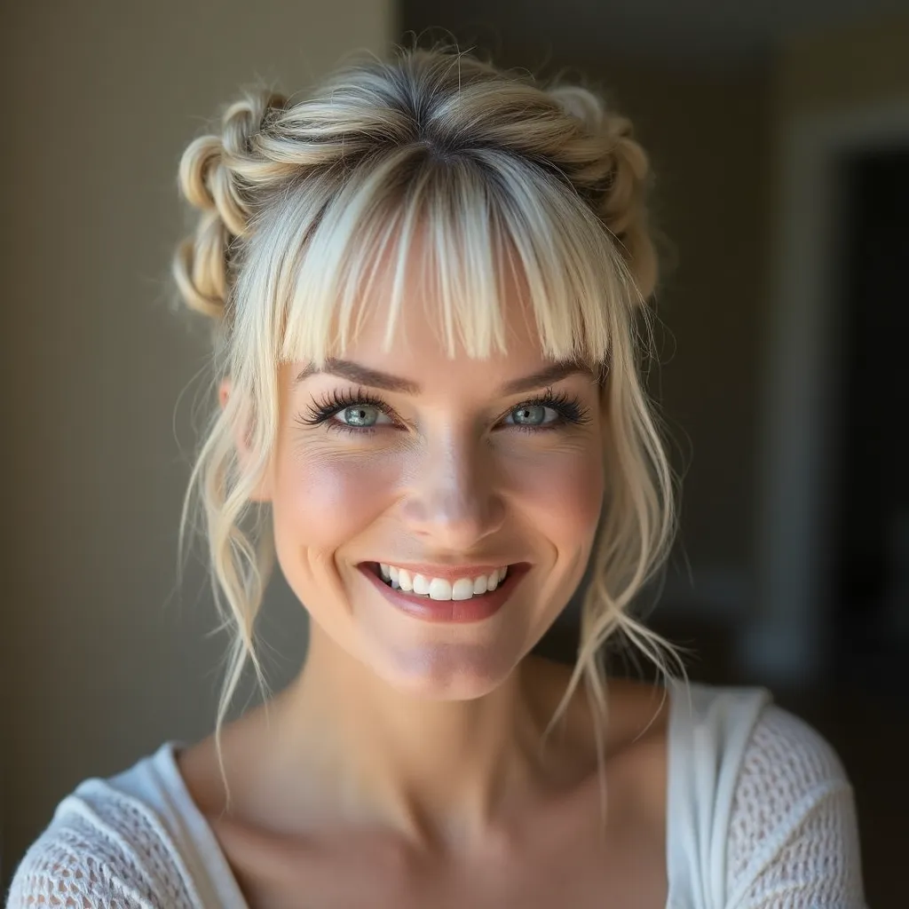 Braided Updo with Bangs