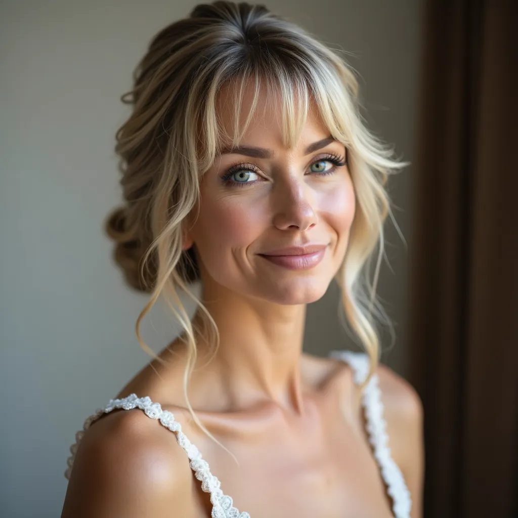 Half Updo with Bangs