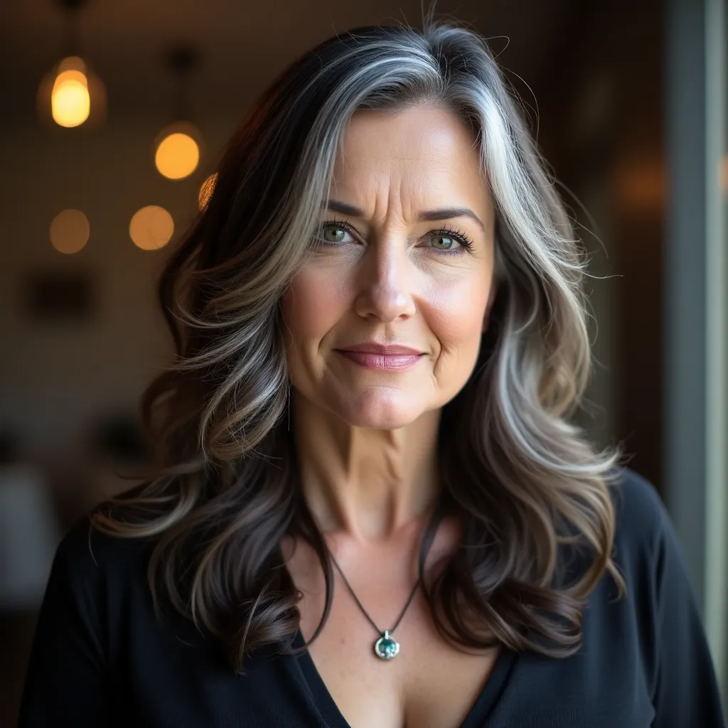 Silver Highlights on Dark Brown Hair