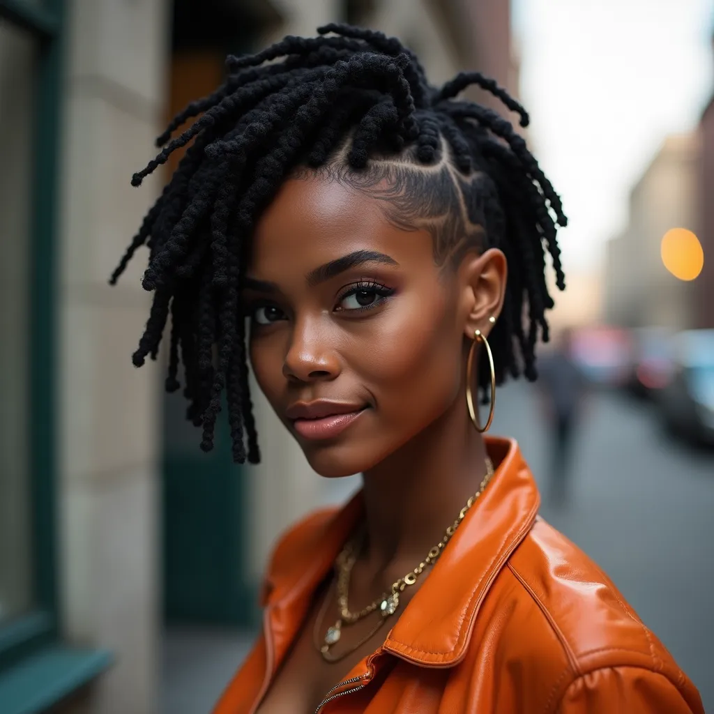 Shaved Side with Faux Locs
