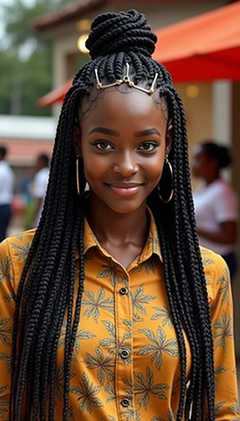Fulani Braid Half Up Half Down