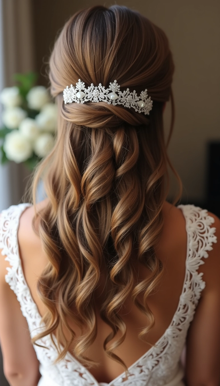 Half Up Curls with a Tiara