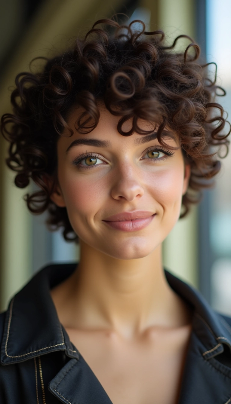 Curly Pixie with Bangs