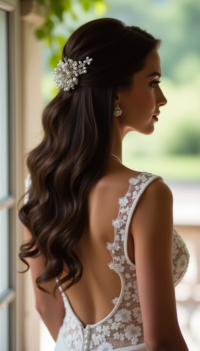 Sleek and Straight: The Chic Bridal Hair Down Look