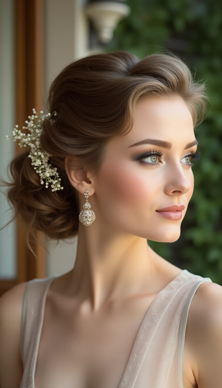 Vintage Glamour: Bridal Hair Down with a Retro Twist