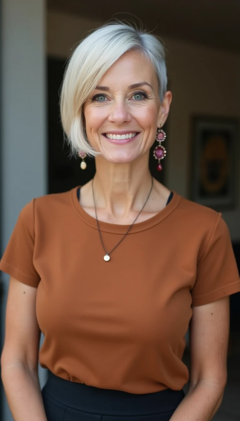 Elegant Side Part: Simple Hair-Cuts Idea for Women Over 65