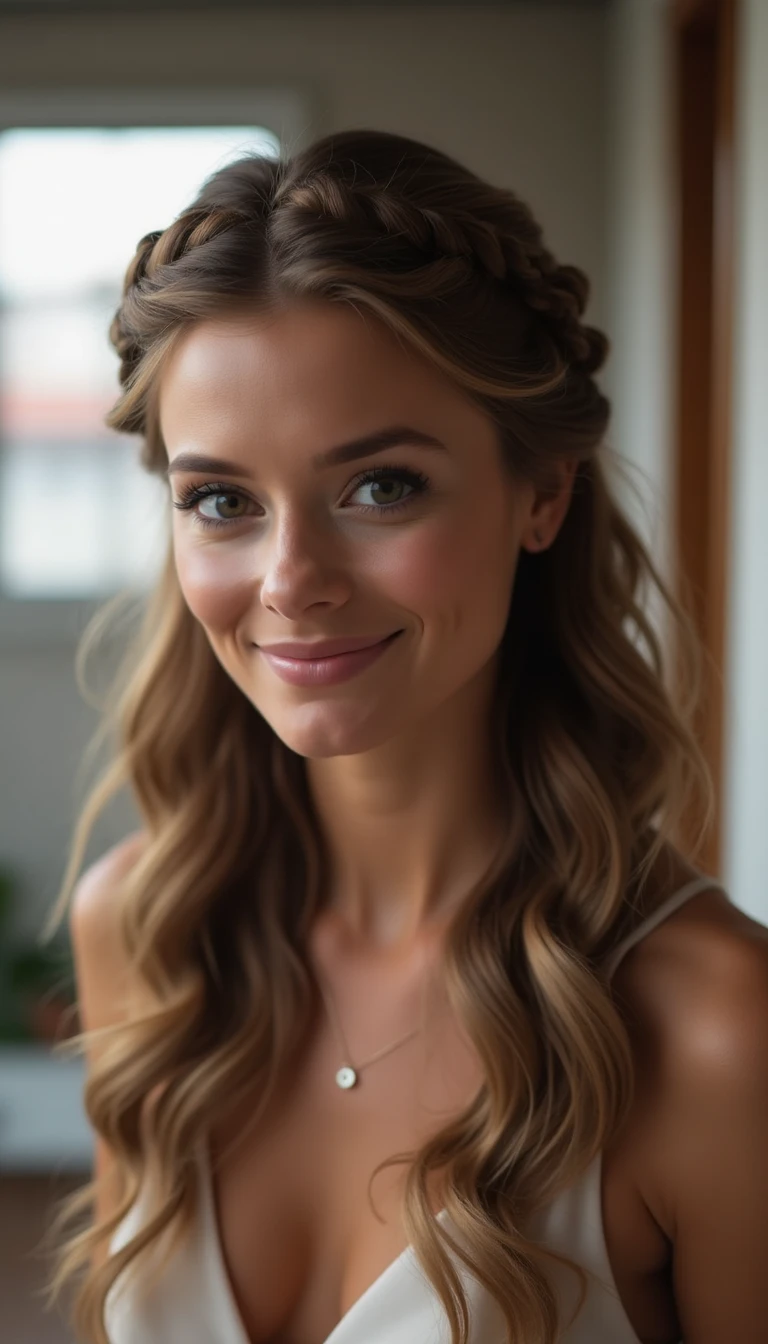 Romantic Braided Crown: A Dreamy Hairstyle For Medium Length Hair
