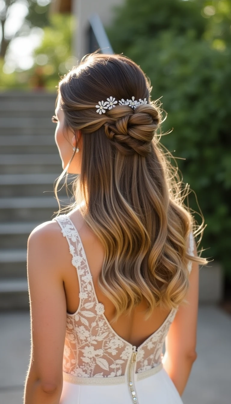 Textured Half Up Half Down Bridesmaid Hair for Volume