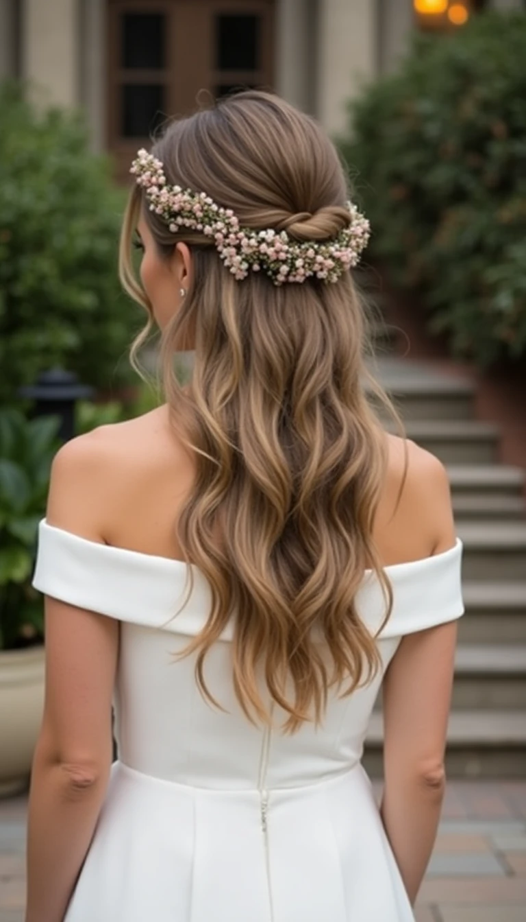 Sophisticated Half-Up, Half-Down: A Versatile Wedding Guest Hairstyles Medium Option