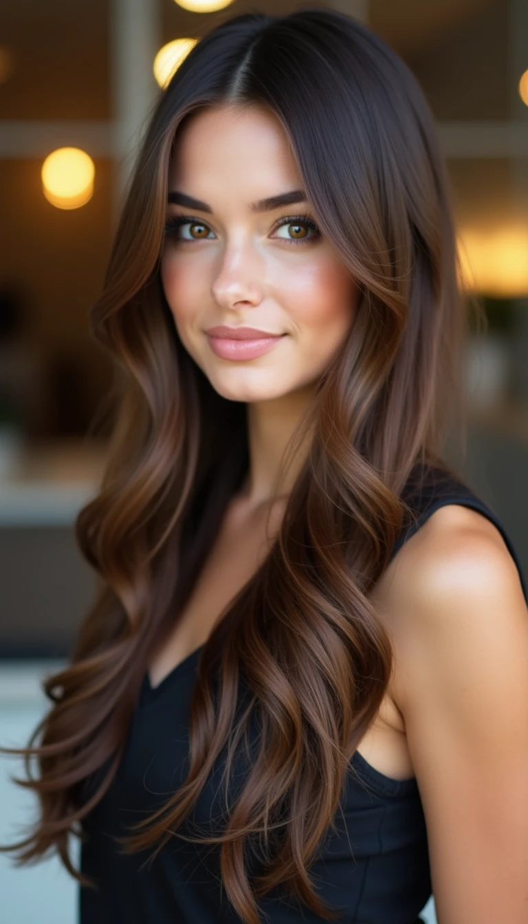 Honey Brown Balayage Hairstyles Ideas: The Sleek Straight Look