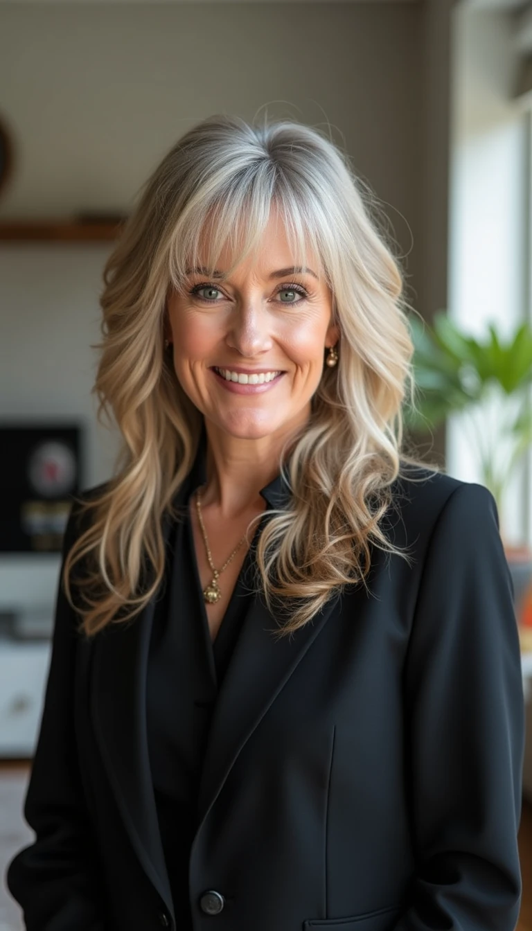 Sassy Hair Older Women Hairstyles: Bold Fringe with Long Layers