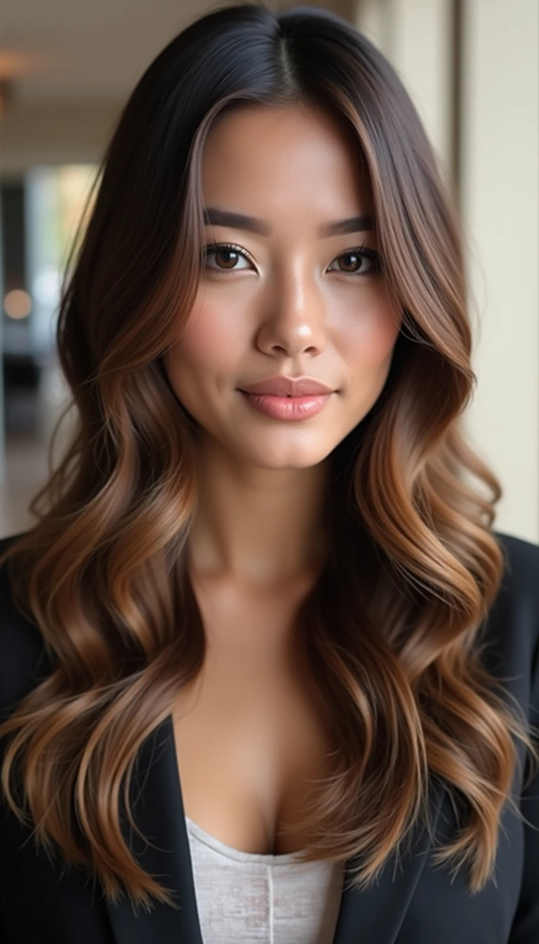 Honey Brown Balayage Hairstyles Ideas: Half-Up, Half-Down