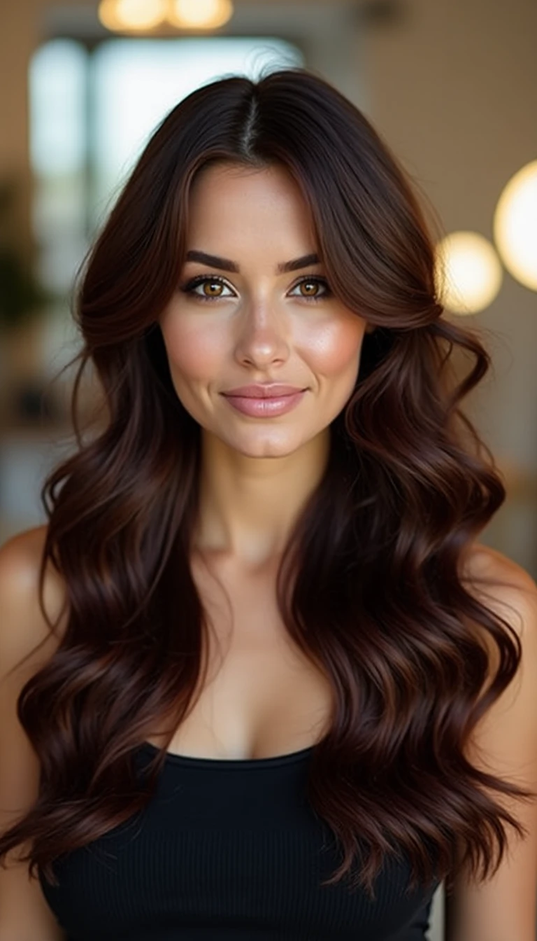 Chocolate Cherry Highlights Brown Hair for a Rich Twist