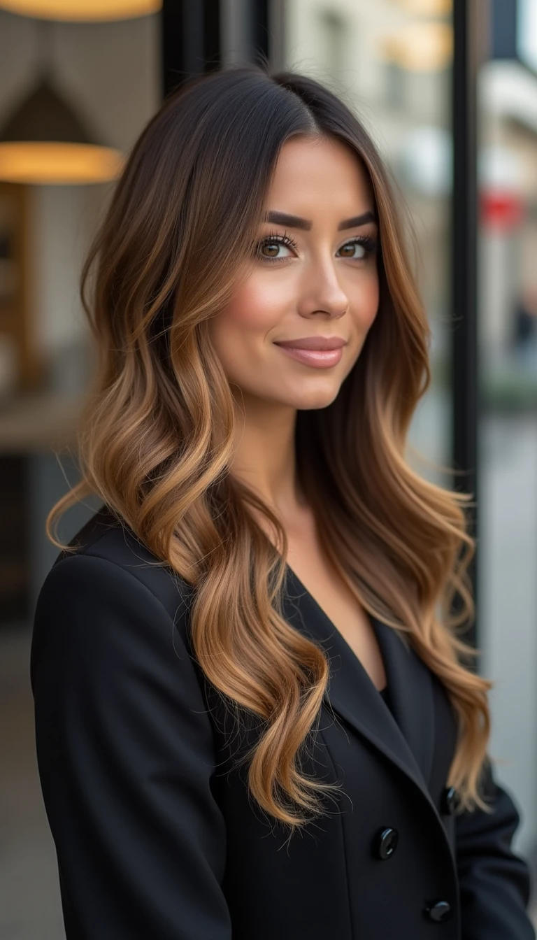 Vintage Glam Waves with Light Brown Hair With Highlights