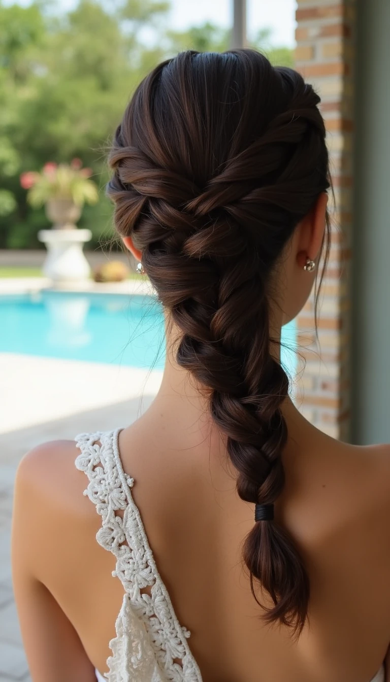 Flirty Fishtail Braid: An Intricate Wedding Guest Hairstyles Medium Style