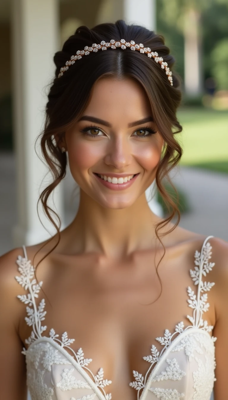 Romantic Braided Crown: Enchanting Wedding Guest Hairstyles Medium