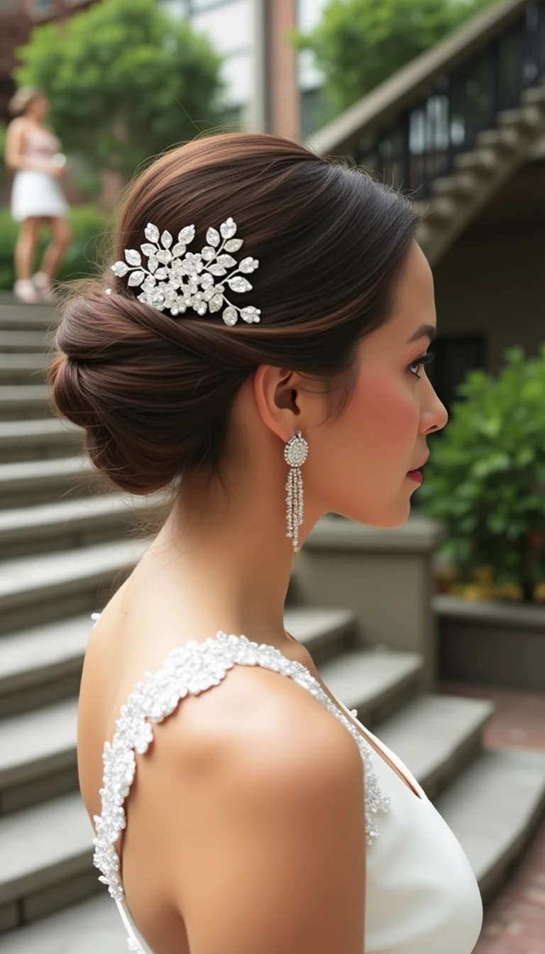 Glamorous Updo with Hair Accessories: Eye-Catching Bridesmaids Hairstyles