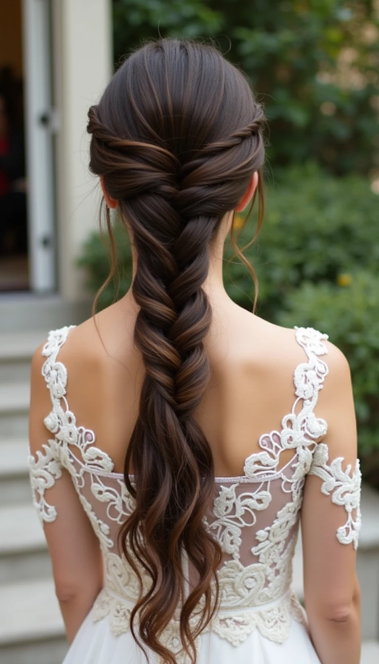 Fishtail Braid: Intricate Wedding Guest Hairstyles for Long Hair