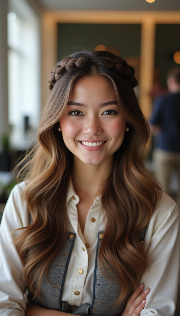 Braided Crown with Light Brown Hair With Highlights