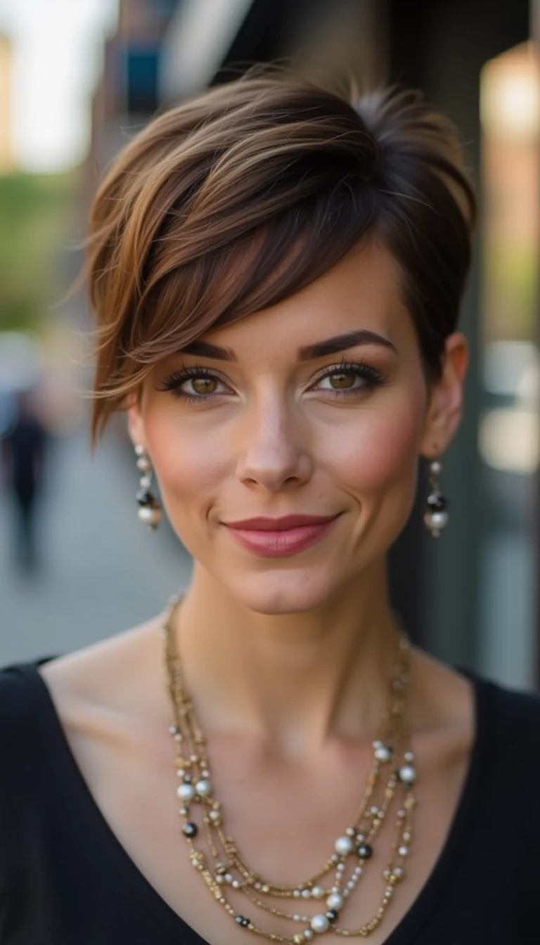 Honey Brown Balayage Hairstyles Ideas: The Chic Pixie Cut