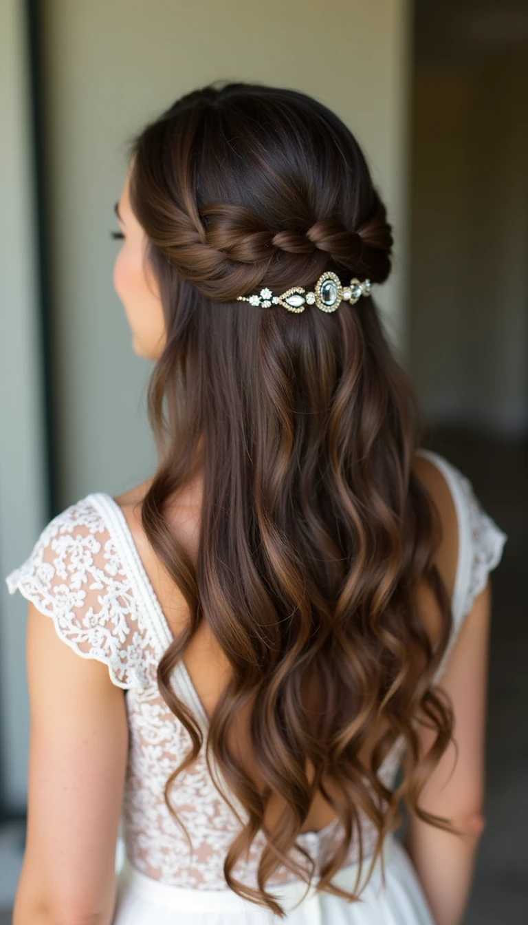 Braided Crown: Ethereal Wedding Guest Hairstyles for Long Hair