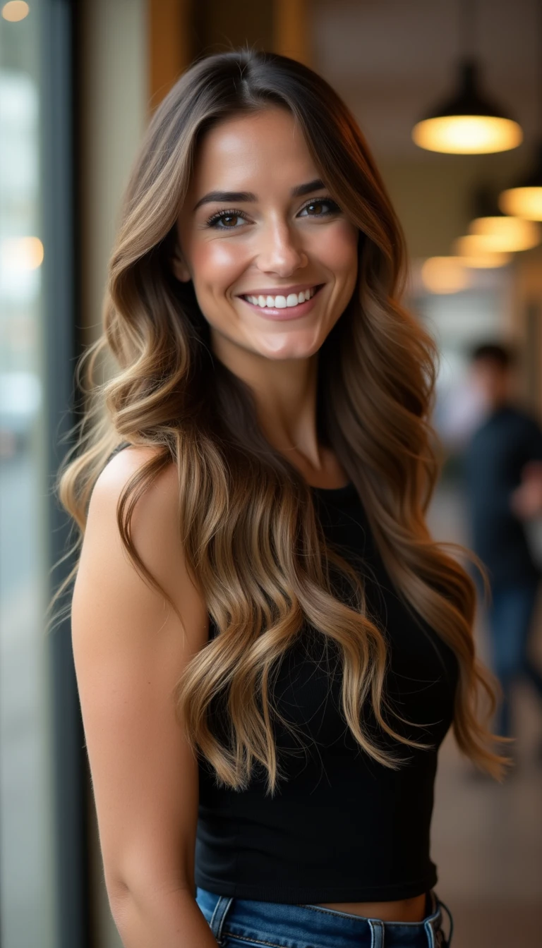 Half-Up Half-Down with Light Brown Hair With Highlights