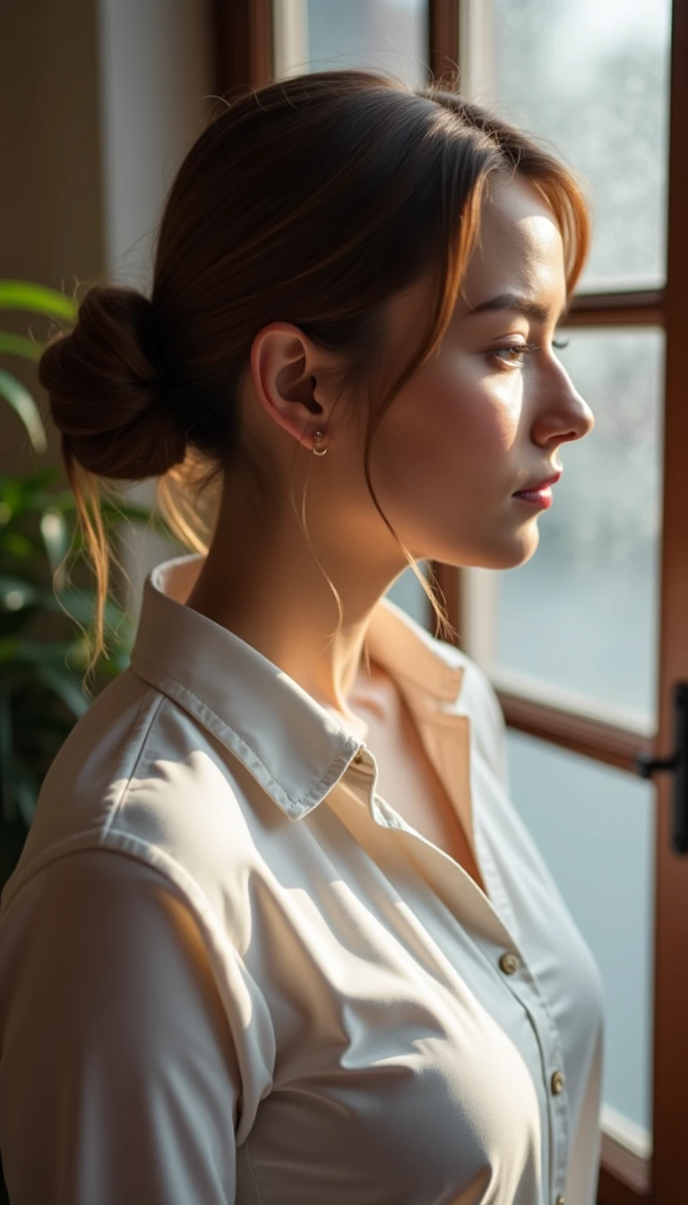 Messy Bun with Light Brown Hair With Highlights